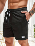 Corduroy Shorts - Drawstring - Elastic Waist - Summer Shorts - Men's Shorts-Chaps London-Black-S-Chaps London