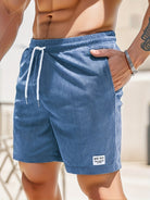 Corduroy Shorts - Drawstring - Elastic Waist - Summer Shorts - Men's Shorts-Chaps London-Peacock Blue-S-Chaps London