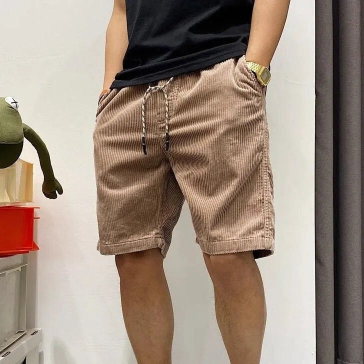 Corduroy Shorts - Men's Loose Fit Drawstring Cord Shorts for Summer-Korte Broeken_M-Chaps London-Chaps London