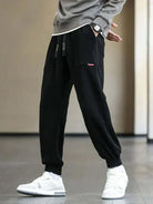 Corduroy Sweatpants | Loose Fit | Drawstring | Joggers | Men's Pants-Chaps London-Black-M-Chaps London