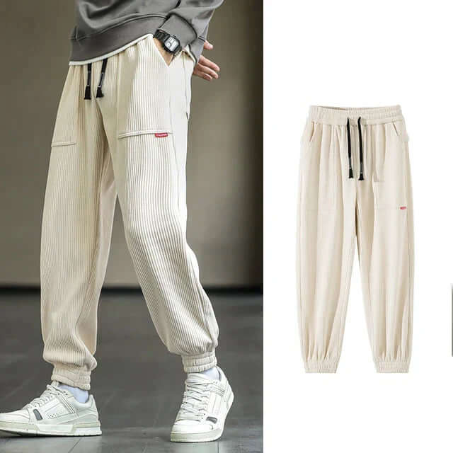 Corduroy Sweatpants | Loose Fit | Drawstring | Joggers | Men's Pants-Chaps London-Chaps London