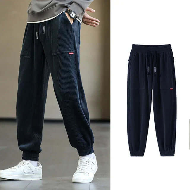 Corduroy Sweatpants | Loose Fit | Drawstring | Joggers | Men's Pants-Chaps London-Chaps London