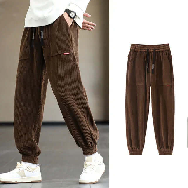 Corduroy Sweatpants | Loose Fit | Drawstring | Joggers | Men's Pants-Chaps London-Chaps London