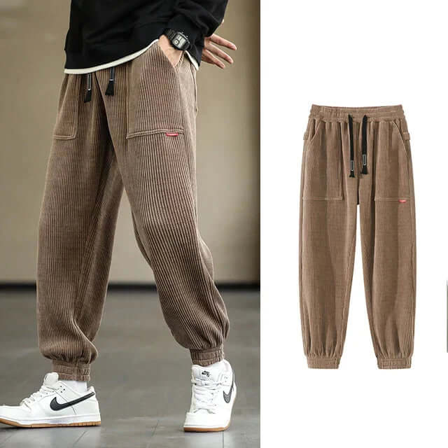 Corduroy Sweatpants | Loose Fit | Drawstring | Joggers | Men's Pants-Chaps London-Chaps London