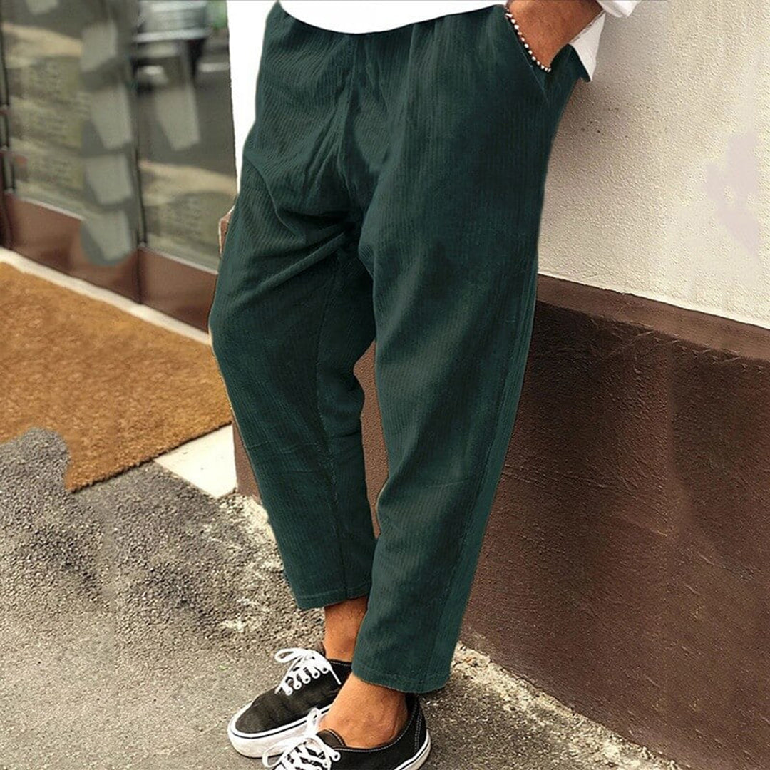 Corduroy Trousers - Men's Casual Loose Fit-Men Summer Pants-Chaps London-Green-S-Chaps London