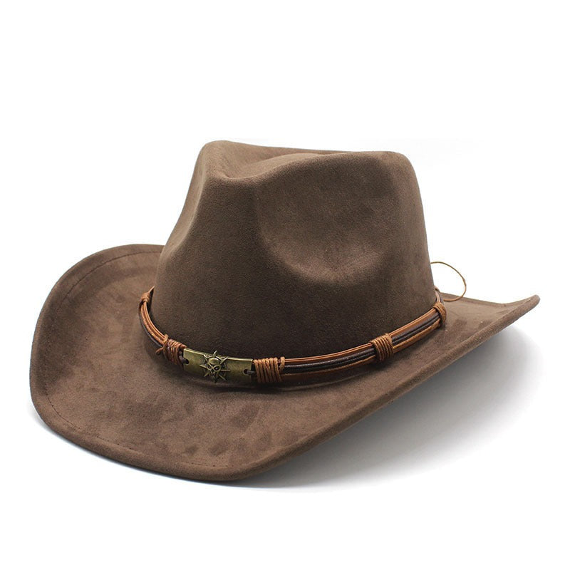 Cowboy Hat - Men's Suede Look Wide Brim-Hat-Chaps London-Brown-Chaps London