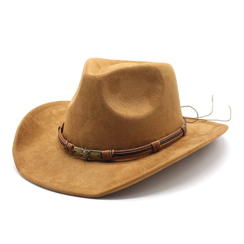 Cowboy Hat - Men's Suede Look Wide Brim-Hat-Chaps London-Khaki-Chaps London