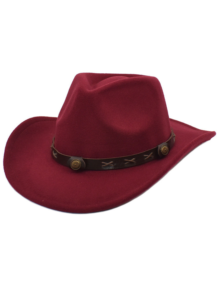 Cowboy Hat - Men's Western Studded Band Vintage-Cowboy Hat-Chaps London-Wine Red-Chaps London