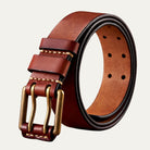 Cowhide Leather Belt - Men's Double Pin Buckle-Men's Belt-Chaps London-Brown-43"-Chaps London