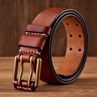 Cowhide Leather Belt - Men's Double Pin Buckle-Men's Belt-Chaps London-Chaps London