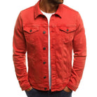Denim Jacket - Men's Slim Fit Button Up-Fashion Men Jacket Denim Fall-Chaps London-Red-M-Chaps London