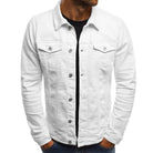 Denim Jacket - Men's Slim Fit Button Up-Fashion Men Jacket Denim Fall-Chaps London-White-M-Chaps London