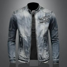 Denim Jacket - Men's Washed Zip-Up Slim Fit Jean Jacket-Trucker Jackets-Chaps London-Chaps London
