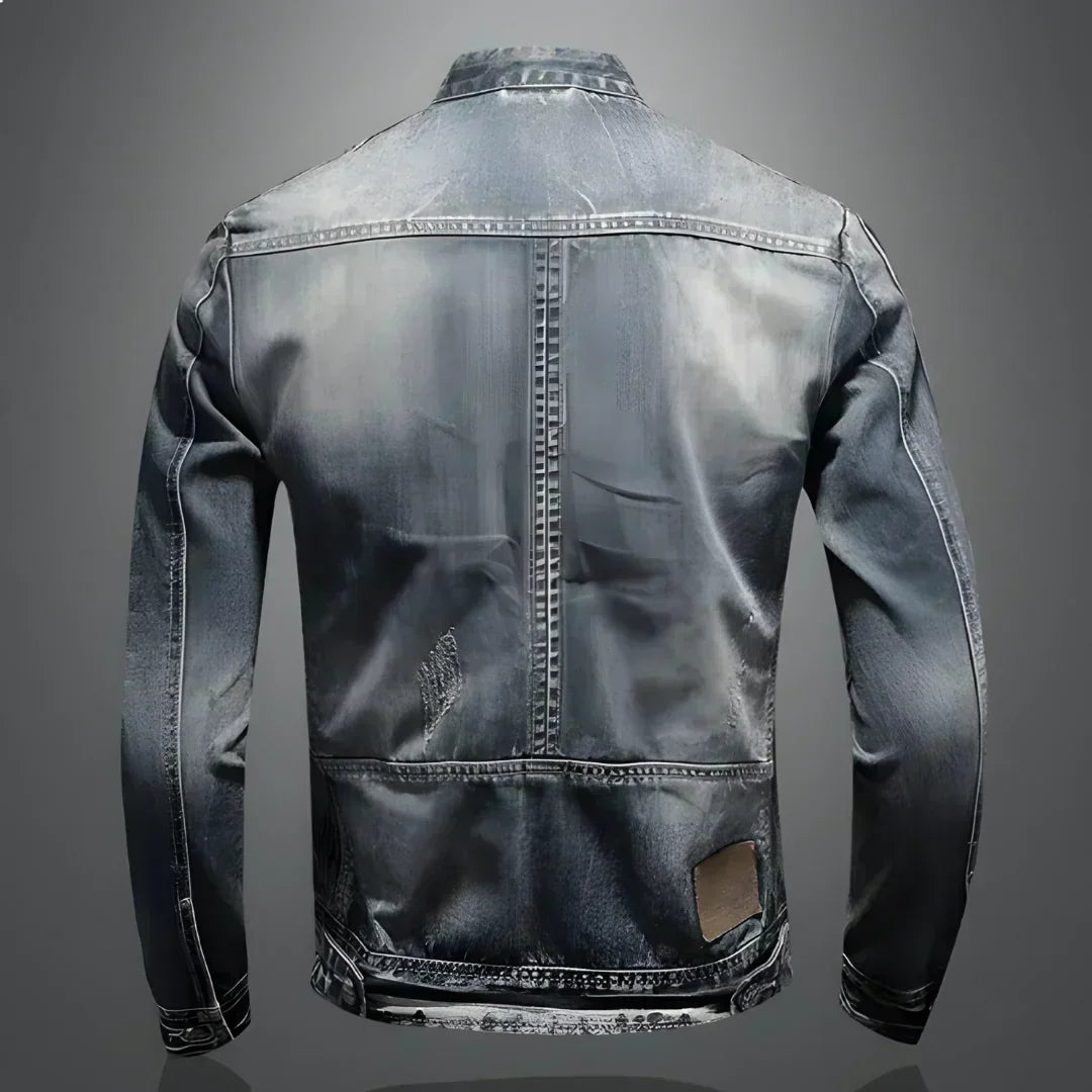 Denim Jacket - Men's Washed Zip-Up Slim Fit Jean Jacket-Trucker Jackets-Chaps London-Chaps London