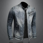 Denim Jacket - Men's Washed Zip-Up Slim Fit Jean Jacket-Trucker Jackets-Chaps London-Dark Denim-S-Chaps London