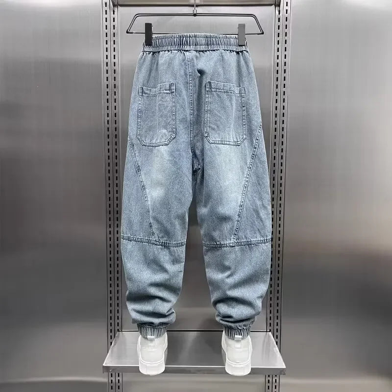 Denim Joggers - Baggy - Elastic Waist - Jogger Jeans - Men's Trousers-Denim Joggers / Jeans-Chaps London-Chaps London