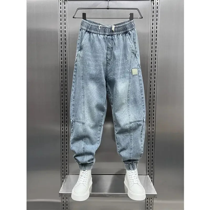 Denim Joggers - Baggy - Elastic Waist - Jogger Jeans - Men's Trousers-Denim Joggers / Jeans-Chaps London-Denim-S-Chaps London