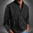 Denim Shirt | Long Sleeve | Regular Fit | Button-Up Shirt | Men's Shirts-Denim Shirt-Chaps London-Black-S-Chaps London