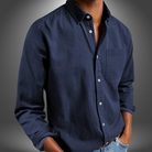 Denim Shirt | Long Sleeve | Regular Fit | Button-Up Shirt | Men's Shirts-Denim Shirt-Chaps London-Dark Blue-S-Chaps London