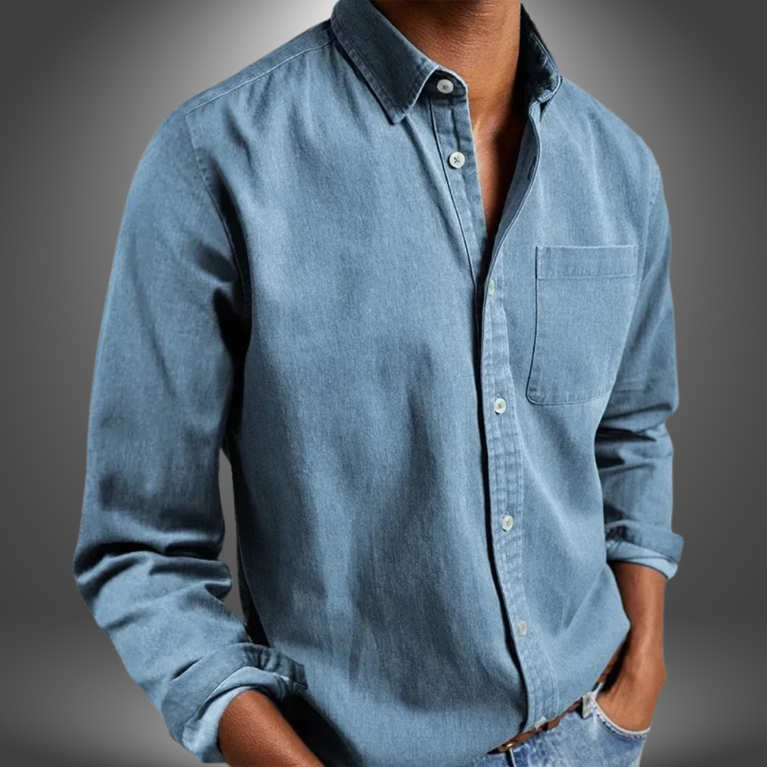 Denim Shirt | Long Sleeve | Regular Fit | Button-Up Shirt | Men's Shirts-Denim Shirt-Chaps London-Light Blue-S-Chaps London