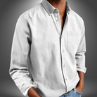 Denim Shirt | Long Sleeve | Regular Fit | Button-Up Shirt | Men's Shirts-Denim Shirt-Chaps London-White-S-Chaps London