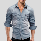 Denim Shirt - Long Sleeve - Slim Fit - Button-Up Shirt - Men's Shirts-Shirts-Chaps London-Chaps London