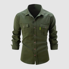 Denim Shirt - Men's Long Sleeve with Breast Pockets-Shirts-Chaps London-Army Green-S-Chaps London
