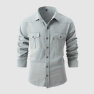 Denim Shirt - Men's Long Sleeve with Breast Pockets-Shirts-Chaps London-Light Grey-S-Chaps London