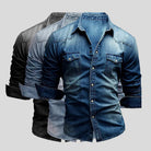 Denim Shirt - Men's Slim Fit Long Sleeve-Shirts-Chaps London-Chaps London