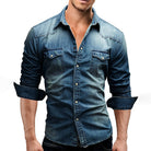 Denim Shirt - Men's Slim Fit Long Sleeve-Shirts-Chaps London-Chaps London