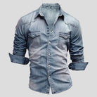 Denim Shirt - Men's Slim Fit Long Sleeve-Shirts-Chaps London-Chaps London