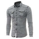 Denim Shirt - Men's Slim Fit Long Sleeve-Shirts-Chaps London-Chaps London