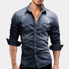 Denim Shirt - Slim Fit - Long Sleeve - Buttoned Up Shirt - Men's Shirts-Fashion Men Shirt Denim All-year-Chaps London-Chaps London
