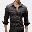 Denim Shirt - Slim Fit - Long Sleeve - Buttoned Up Shirt - Men's Shirts-Fashion Men Shirt Denim All-year-Chaps London-Chaps London