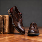 Derby Shoes | Cap Toe | Lace Up | Men's Dress Shoes-Derby Shoes-Chaps London-Bourbon-UK 7-Chaps London