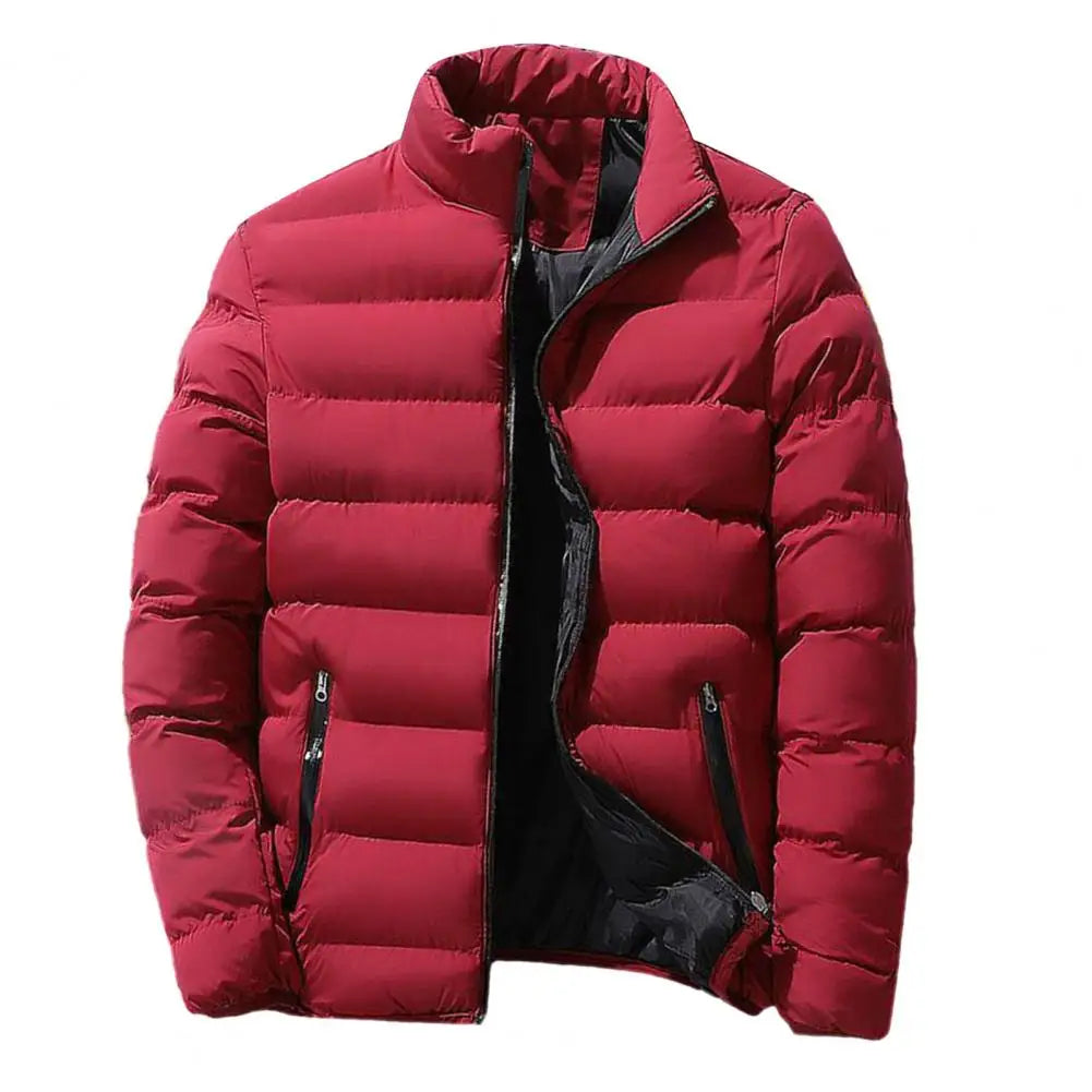 Down Jacket - Standing Collar - Zip-Up - Puffer Jacket - Men's Winter Jacket-Chaps London-Red-M-Chaps London