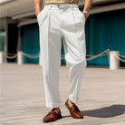 Dress Pants - Men's Straight Leg Pleated Business Casual Slack Pants -Chaps London-Chaps London