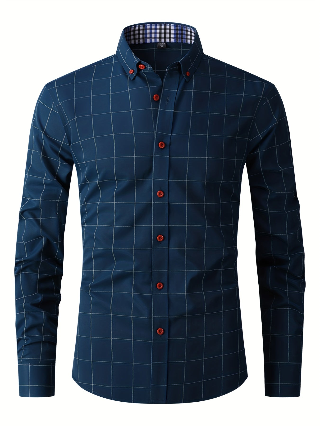 Dress Shirt | Long Sleeve | Slim Fit | Oxford Shirt | Men's Button-Up Shirt-Men Shirts-Chaps London-Dark Blue-M-Chaps London