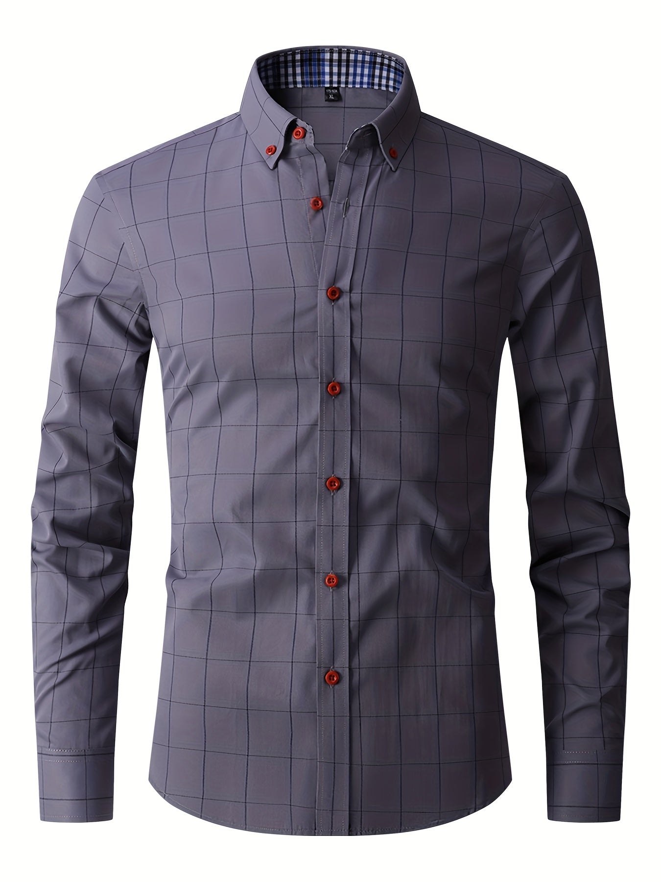 Dress Shirt | Long Sleeve | Slim Fit | Oxford Shirt | Men's Button-Up Shirt-Men Shirts-Chaps London-Grey-M-Chaps London