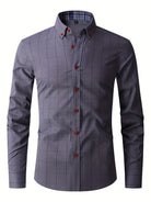 Dress Shirt | Long Sleeve | Slim Fit | Oxford Shirt | Men's Button-Up Shirt-Men Shirts-Chaps London-Grey-M-Chaps London