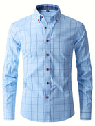 Dress Shirt | Long Sleeve | Slim Fit | Oxford Shirt | Men's Button-Up Shirt-Men Shirts-Chaps London-Light Blue-M-Chaps London