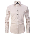 Dress Shirt - Long Sleeve - Stretchy - Non Iron Shirt - Men's Shirt-Chaps London-Beige-S-Chaps London