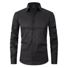 Dress Shirt - Long Sleeve - Stretchy - Non Iron Shirt - Men's Shirt-Chaps London-Black-S-Chaps London