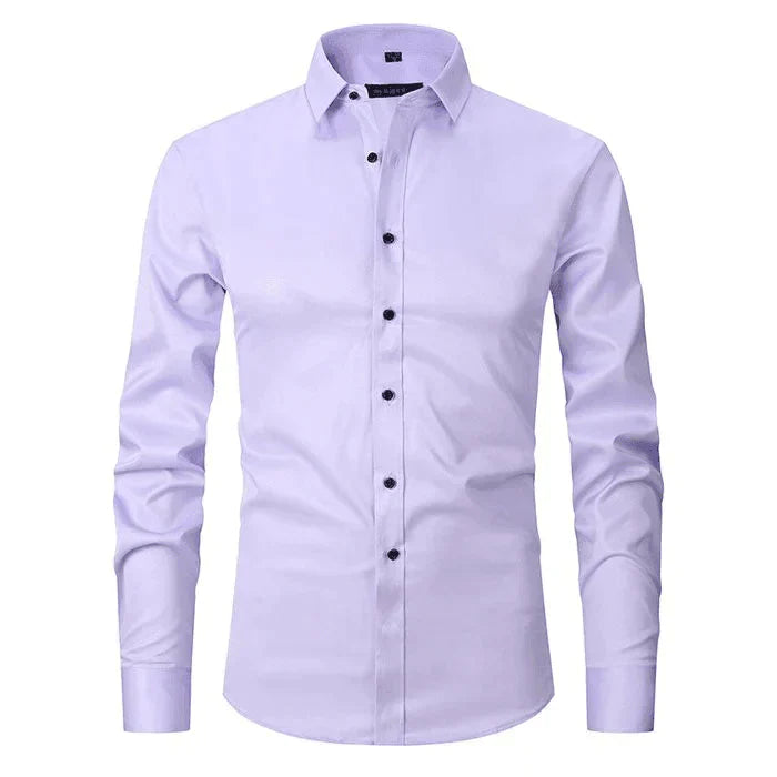 Dress Shirt - Long Sleeve - Stretchy - Non Iron Shirt - Men's Shirt-Chaps London-Light Purple-S-Chaps London