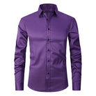 Dress Shirt - Long Sleeve - Stretchy - Non Iron Shirt - Men's Shirt-Chaps London-Purple-S-Chaps London
