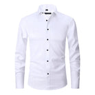 Dress Shirt - Long Sleeve - Stretchy - Non Iron Shirt - Men's Shirt-Chaps London-White (Black Button)-S-Chaps London