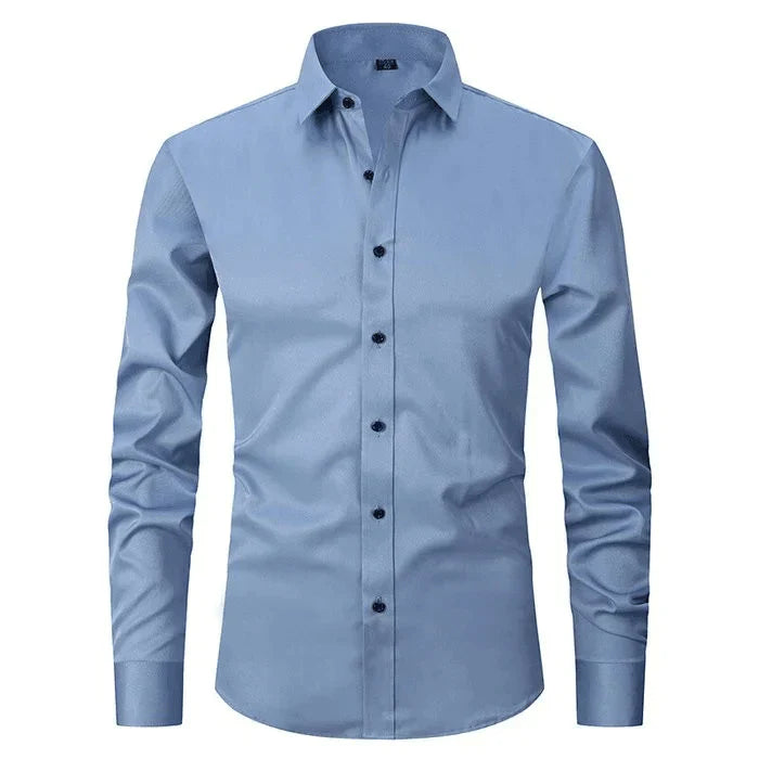 Dress Shirt - Long Sleeve - Stretchy - Non Iron Shirt - Men's Shirt-Dress Shirts-Chaps London-Light Blue-S-Chaps London