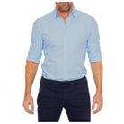 Dress Shirt - Men's Non Iron Button Up Shirt-Dress Shirts-Chaps London-Blue-S-Chaps London