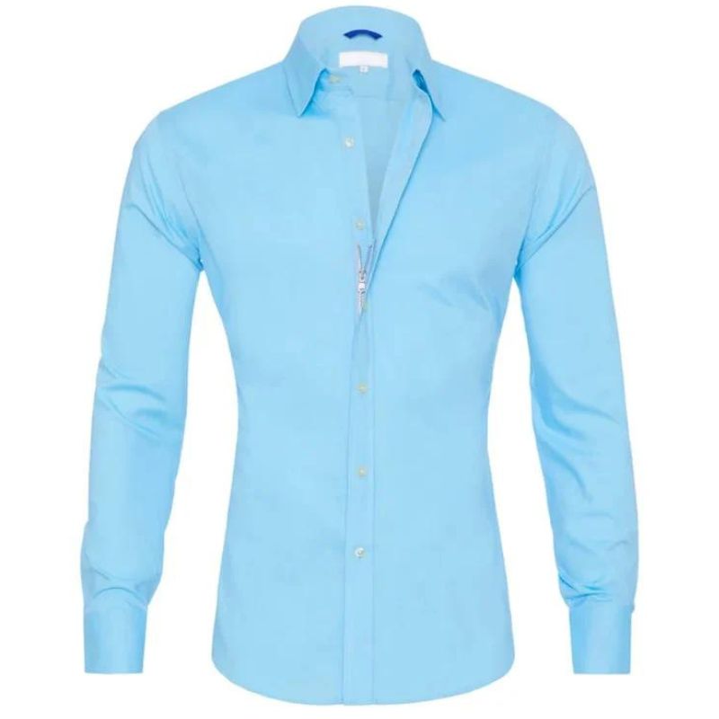 Dress Shirt - Men's Non Iron Button Up Shirt-Dress Shirts-Chaps London-Light Blue-S-Chaps London