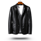 Faux Leather Jacket - Men's Lapel Button Up-Coats & Jackets-Chaps London-Black-S-Chaps London